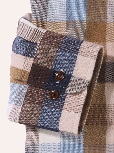 Hemd aus portugiesischem Flanell Blockkaro Camel
