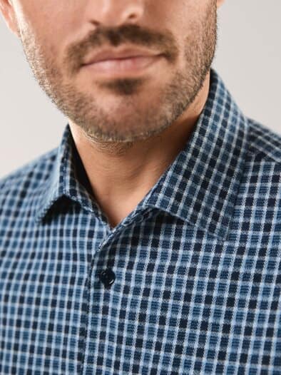 Hemd aus portugiesischem Flanell Minikaro Marine