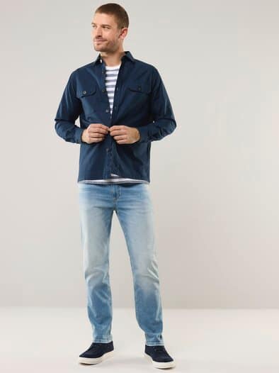 Hemdjacke aus Baumwoll-Mischung Marine