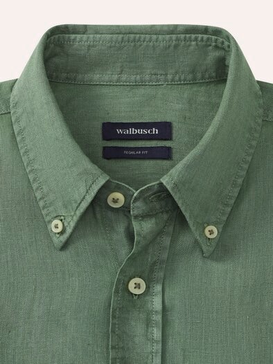 Pures Leinen Hemd Überfärber Oliv