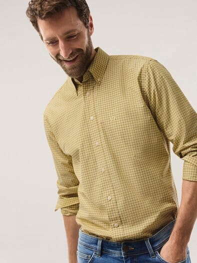 Soft-Cotton Hemd Fensterkaro Gelb