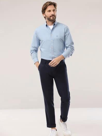 Soft-Cotton Hemd Minivichy Bleu