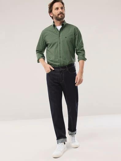 Soft-Cotton Hemd Vichy Oliv