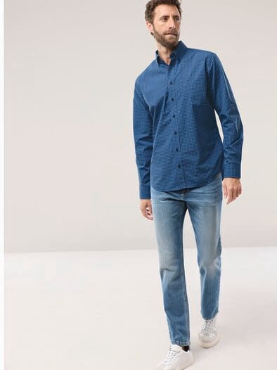 Soft-Cotton Hemd Fensterkaro Marine