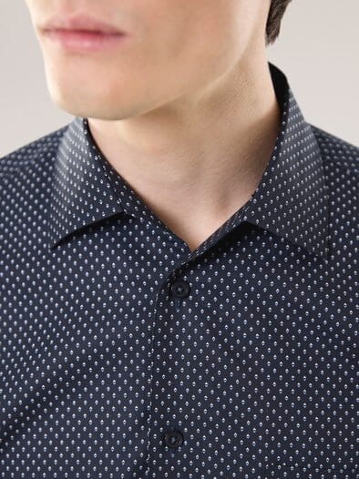 Extraglatt-Hemd Walbusch-Kragen Minimal Druck