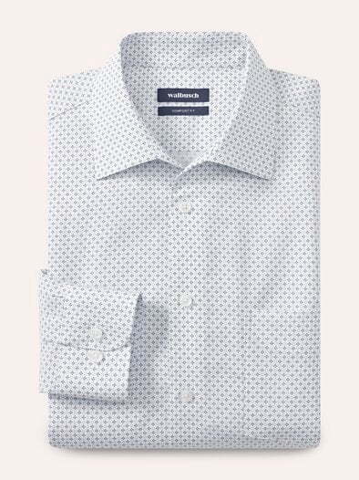 Extraglatt-Hemd Walbusch-Kragen Druck Weiß