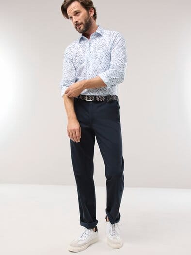 Extraglatt-Hemd Walbusch-Kragen Blumen Druck