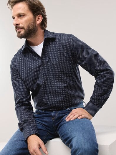 Extraglatt-Hemd Walbusch-Kragen Minimal Druck