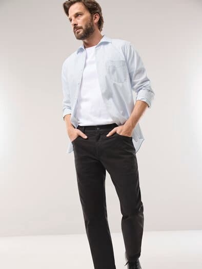 Extraglatt-Hemd Walbusch-Kragen Druck Weiß