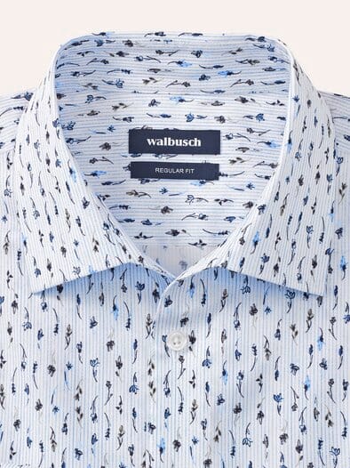 Extraglatt-Hemd Walbusch-Kragen Blumen Druck
