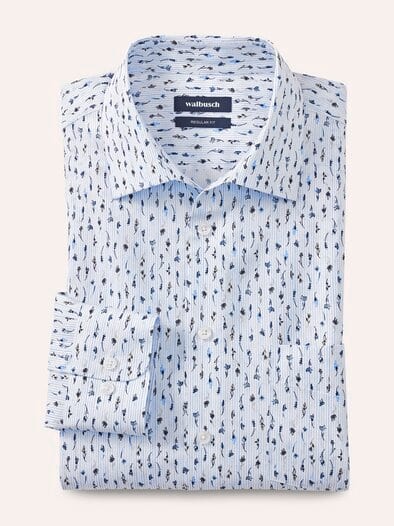 Extraglatt-Hemd Walbusch-Kragen Blumen Druck