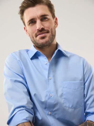 Extraglatt-Hemd Walbusch-Kragen Hellblau