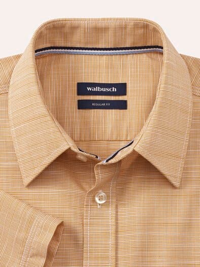 Tropical Kurzarm-Hemd Uni Gelb