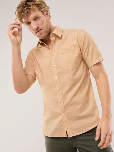 Tropical Kurzarm-Hemd Uni Gelb