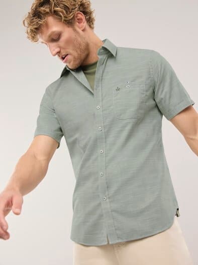 Tropical Kurzarm-Hemd Uni Schilf