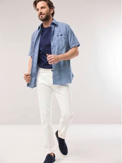 Tropical Kurzarm-Hemd Uni Marine