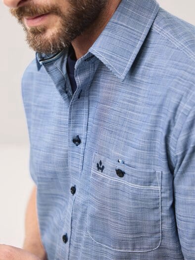 Tropical Kurzarm-Hemd Uni Marine