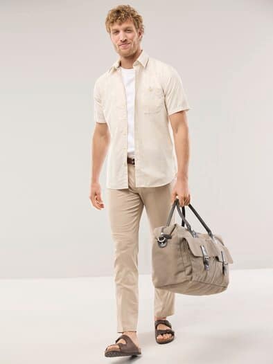 Tropical Kurzarm-Hemd Uni Natur