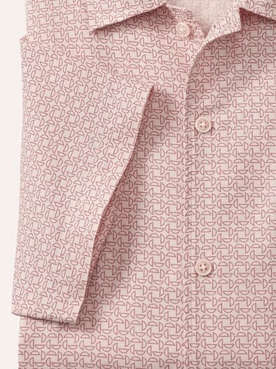 Leinen-Mix Revers-Kragen-Hemd Druck Rot