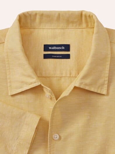 Leinen-Mix Revers-Kragen-Hemd Vanille