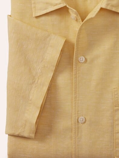 Leinen-Mix Revers-Kragen-Hemd Vanille