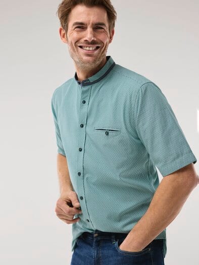 Kurzarm Struktur-Hemd Mint