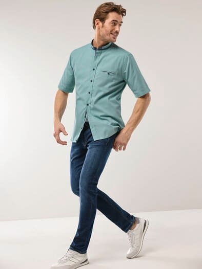 Kurzarm Struktur-Hemd Mint