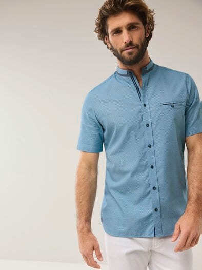 Kurzarm Struktur-Hemd Türkis