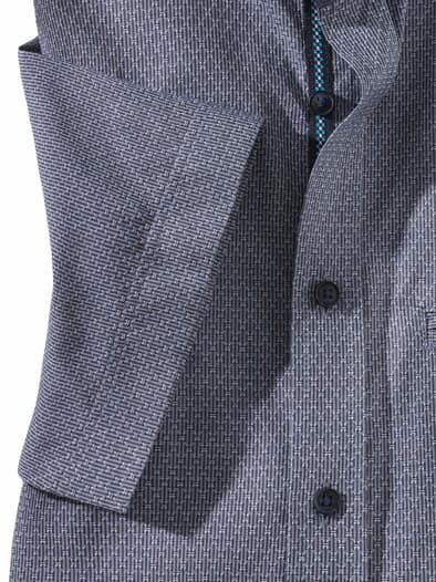 Kurzarm Struktur-Hemd Marine