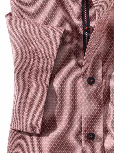 Kurzarm Struktur-Hemd Koralle