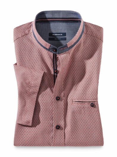 Kurzarm Struktur-Hemd Koralle