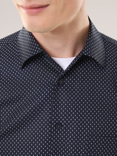 Extraglatt-Hemd Walbusch-Kragen Minimal Druck