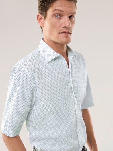 Extraglatt-Hemd Walbusch-Kragen Druck weiss