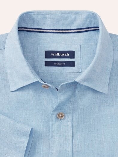 Pures Leinen Hemd Uni Hellblau