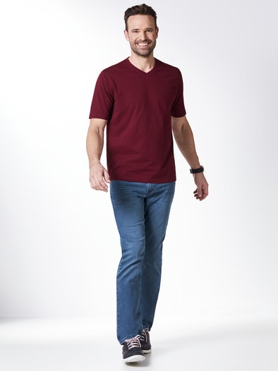 T-Shirt V-Ausschnitt Burgund