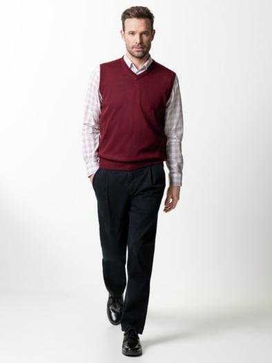 Merino-Mix V-Pullunder Bordeaux