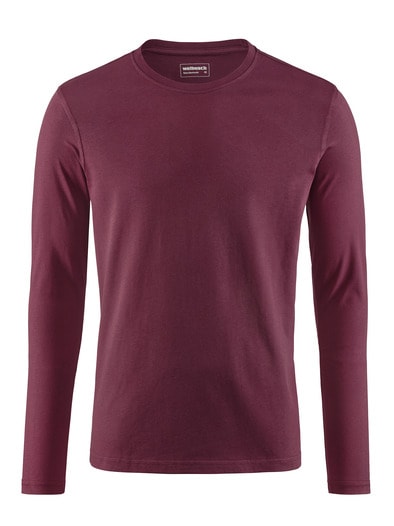 Langarm-Shirt Rundhalsausschnitt Burgund