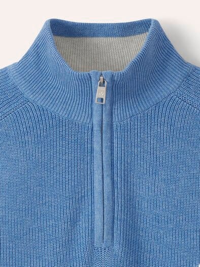 Gerippter Baumwoll-Troyer Hellblau