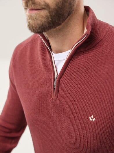 Gerippter Baumwoll-Troyer Rot