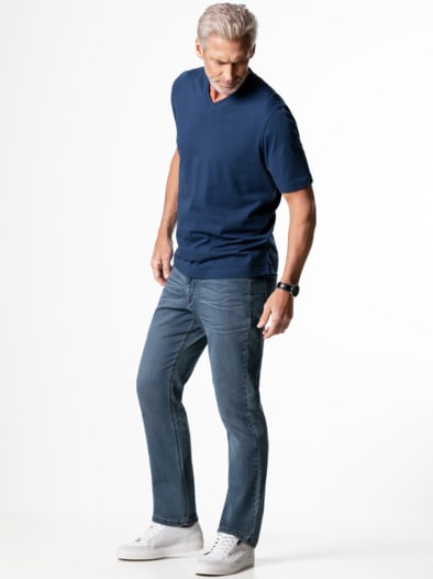 T-Shirt V-Ausschnitt Blau