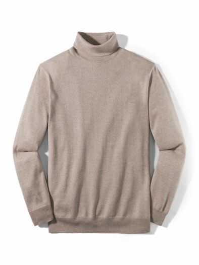 Merino-Mix Rollkragen-Pullover Natur