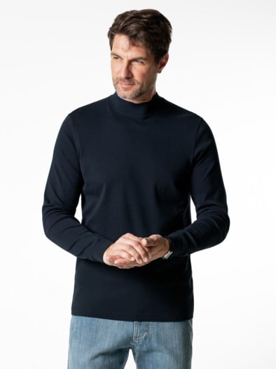 Langarm-Shirt Stehkragen Marine
