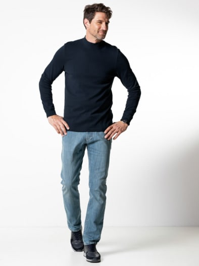 Langarm-Shirt Stehkragen Marine