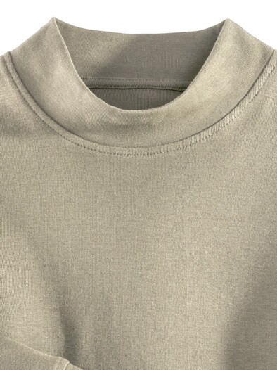 Langarm-Shirt Stehkragen Beige