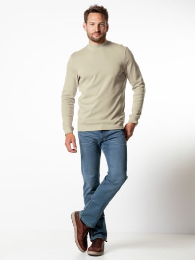 Langarm-Shirt Stehkragen Beige