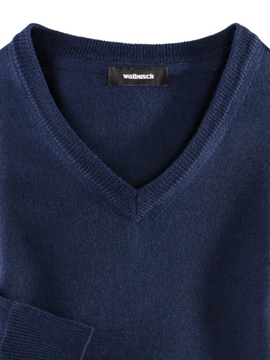 Merino-Mix V-Pullover Königsblau