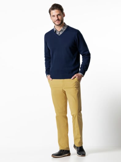 Merino-Mix V-Pullover Königsblau