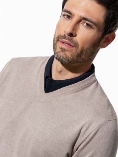 Merino-Mix V-Pullover Natur