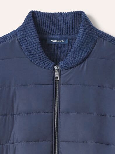 Hybrid Strickjacke mit Merinowolle Marine