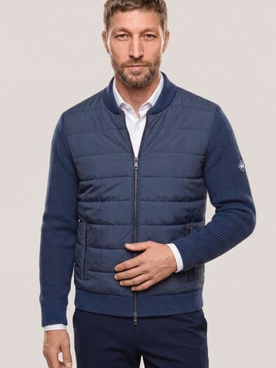 Hybrid Strickjacke mit Merinowolle Marine